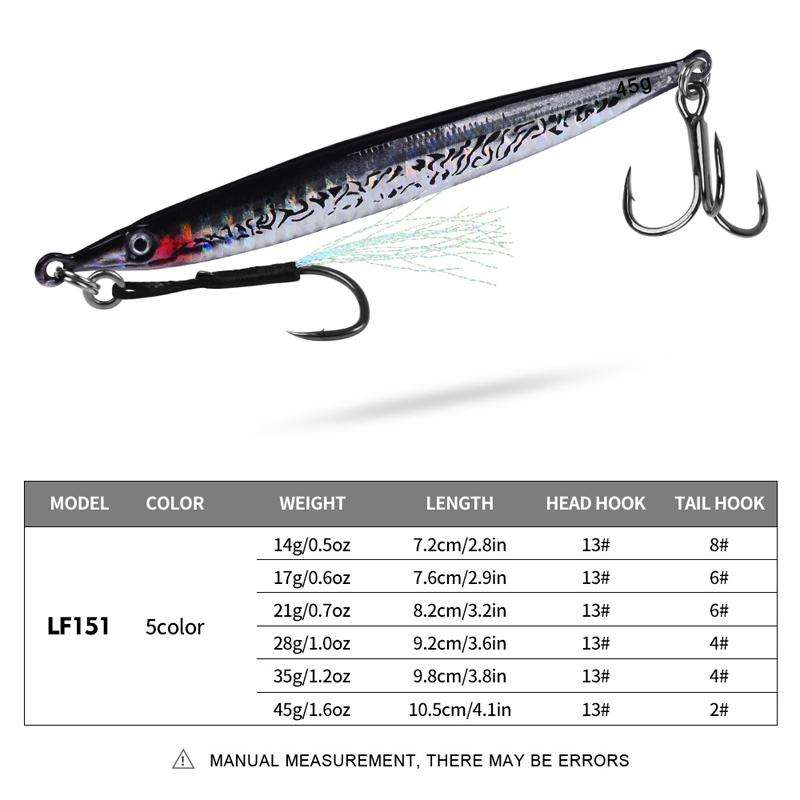 14G PROBEROS LF151 Long-Distance Casting Sinking Lure 3D Fast-Draw Sea Fishing Mackerel Hook(D)