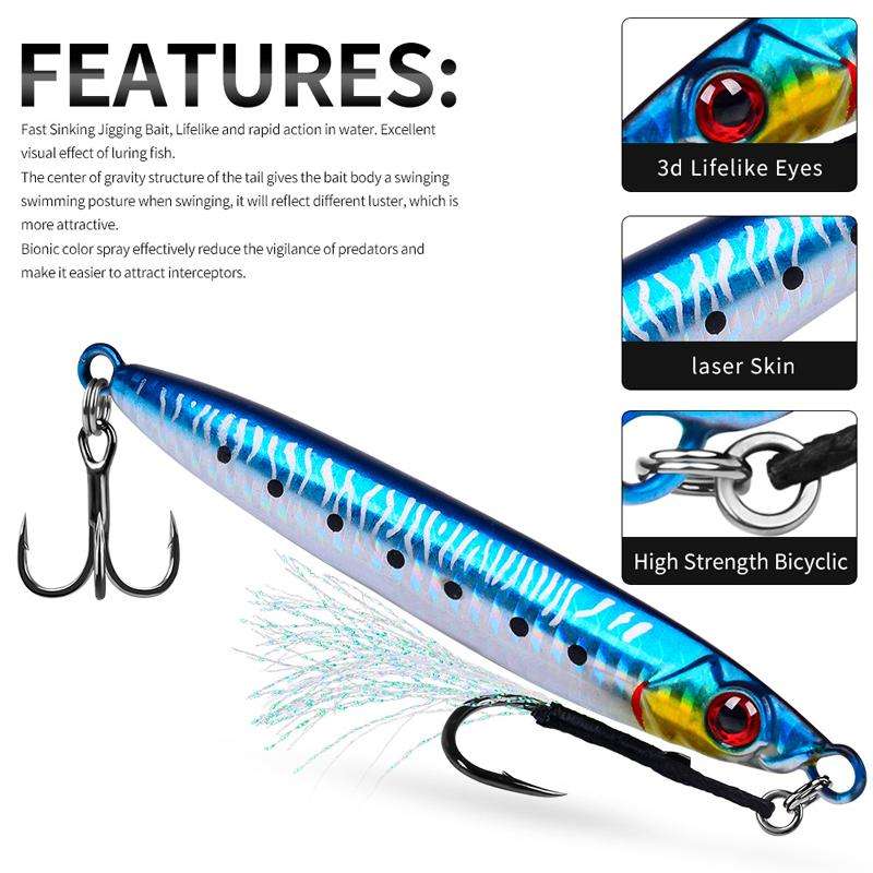 14G PROBEROS LF153 3D Fast Twitch Sea Fishing Road Runner Lure Long Casting Quick Sinking False Ba