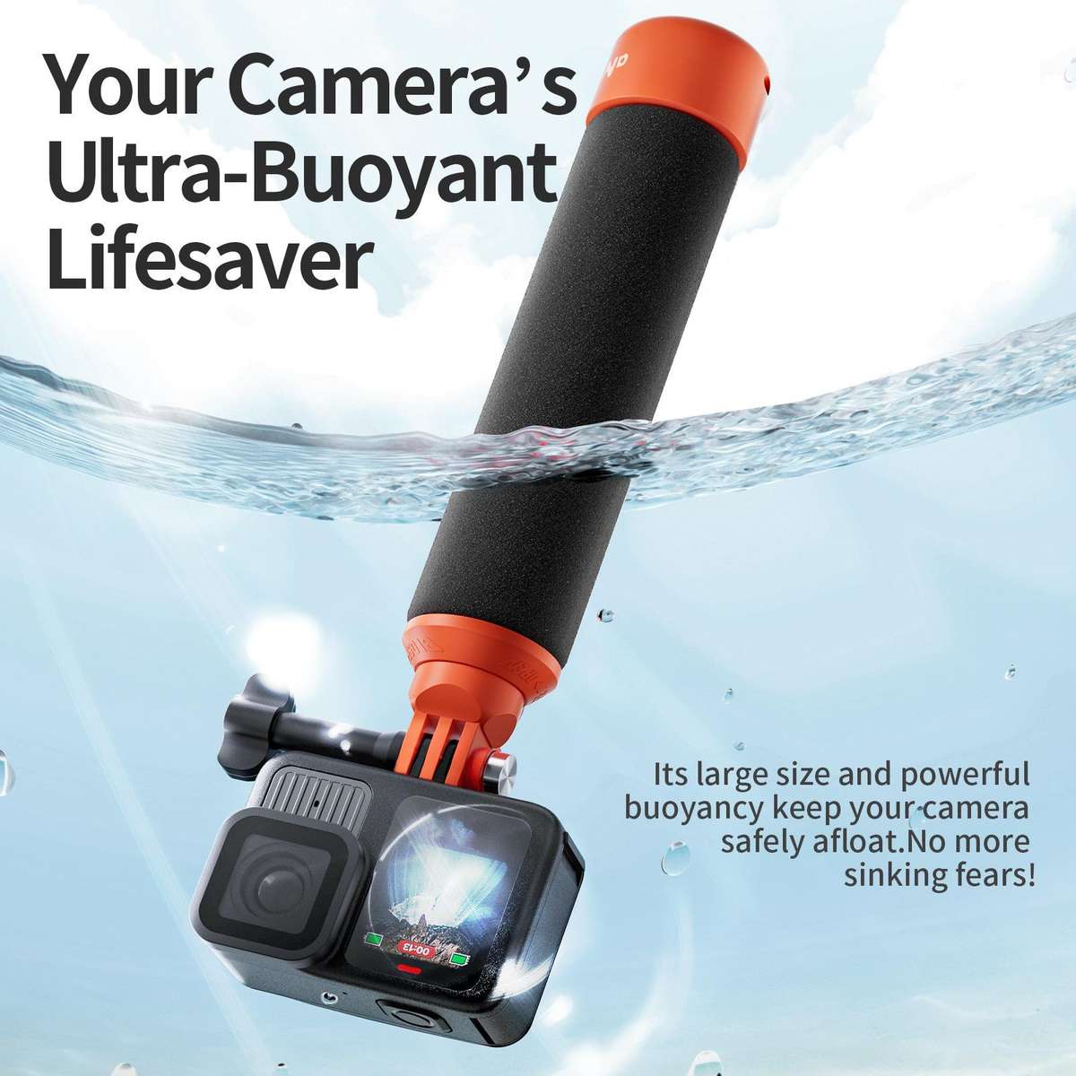 aMagisn Universal Floating Hand Grip for Action Cameras with Triple Claw & 1/4-inch Screw Mount(Bl
