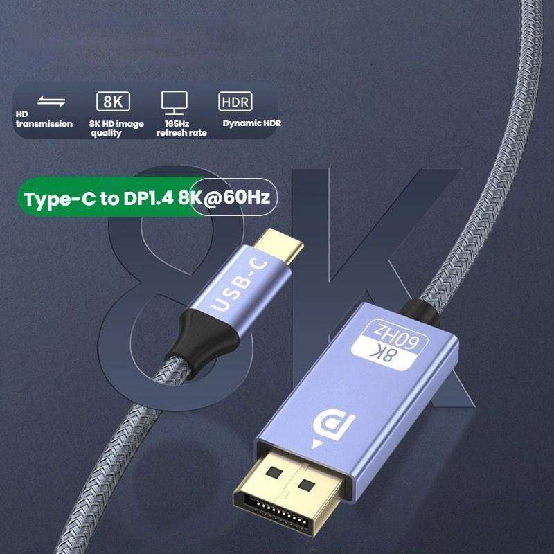 1m Type-C To DP1.4 8K 60Hz HD Unidirectional Adapter Cable Computer Gaming Console Monitor Mobile