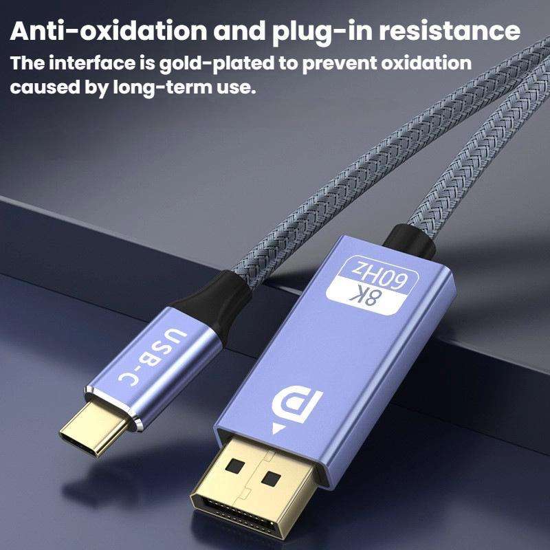 1m Type-C To DP1.4 8K 60Hz HD Unidirectional Adapter Cable Computer Gaming Console Monitor Mobile