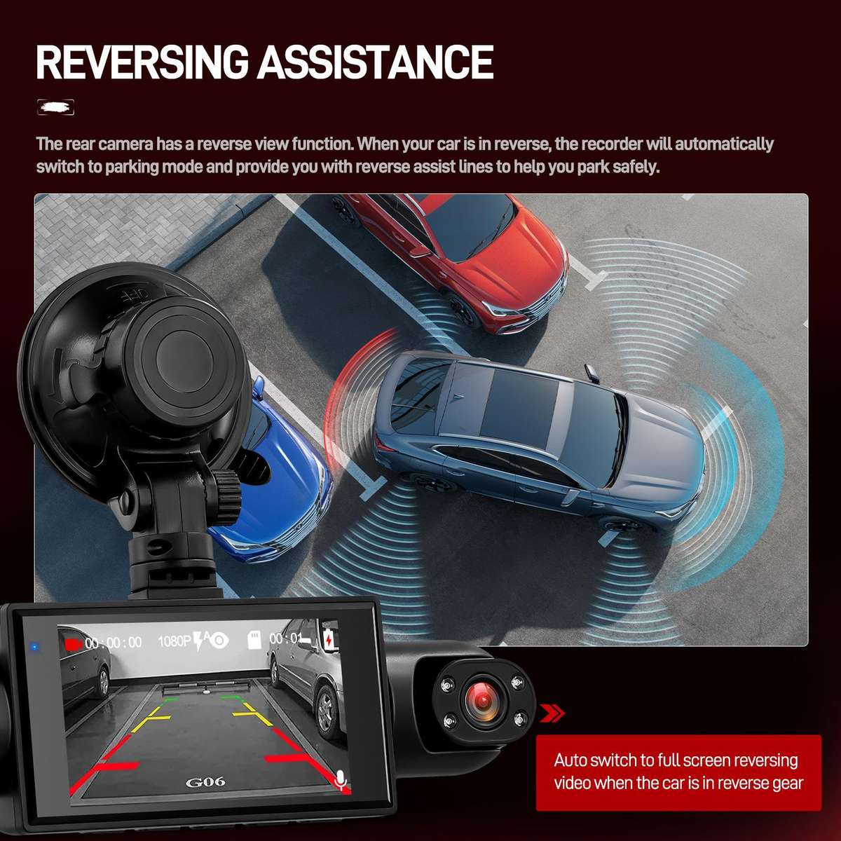 3 Inch 1080P Car Dash Cam With Four Lenses 480P Interior Left Right Rear Cameras