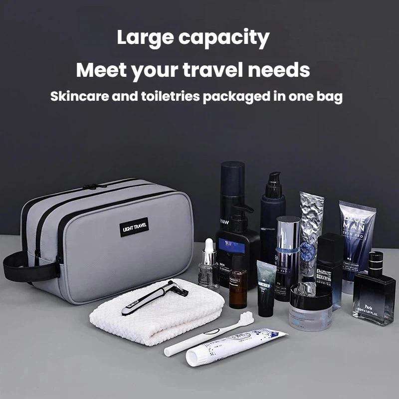 3-Layers Large-Capacity Waterproof Toiletry Bag Portable Travel Cosmetic Storage Bag(Grey)