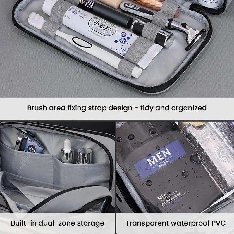 3-Layers Large-Capacity Waterproof Toiletry Bag Portable Travel Cosmetic Storage Bag(Grey)
