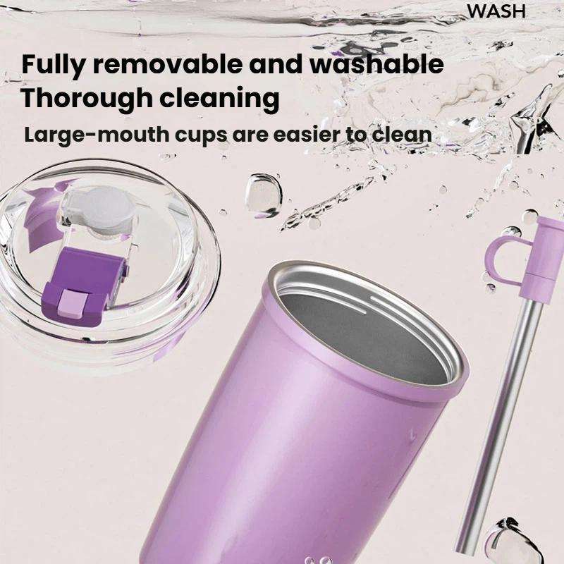 300ml 316 Stainless Steel Insulated Coffee Cup Vacuum Double-Wall Straw Cup(Blue)
