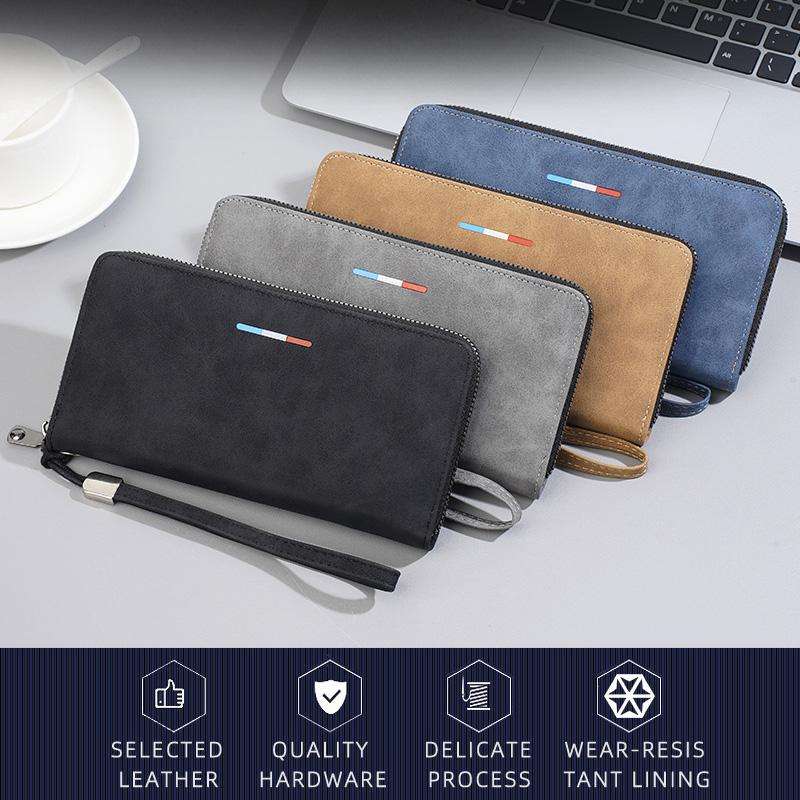 Baellerry C3097 Men Long Wallet Zippered Multi-Card Holder Large Capacity Phone Change Clutch(Gray