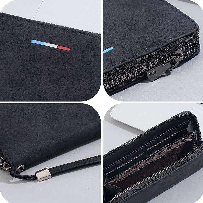 Baellerry C3097 Men Long Wallet Zippered Multi-Card Holder Large Capacity Phone Change Clutch(Gray