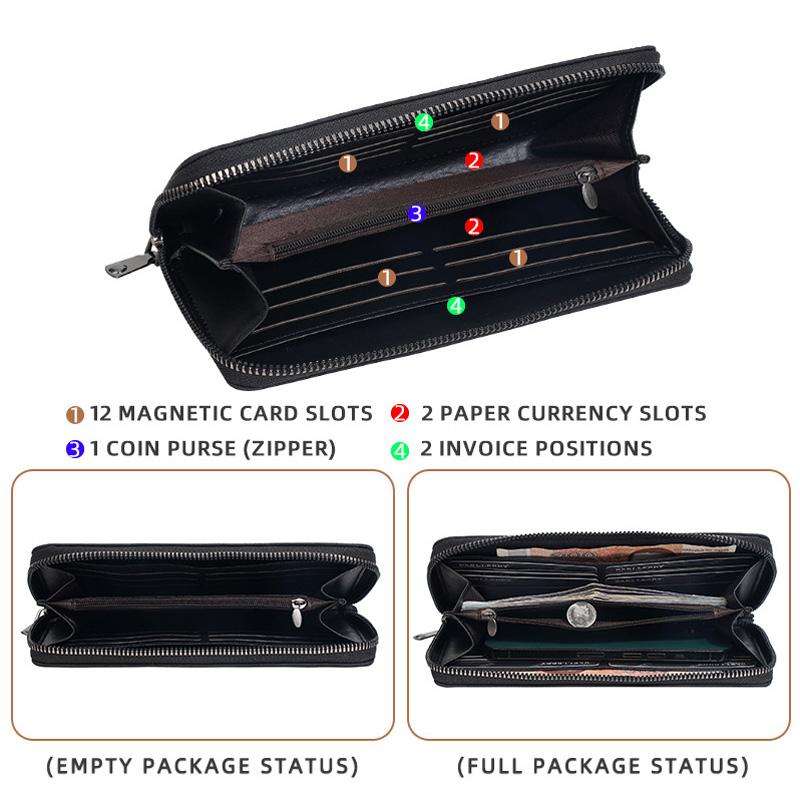 Baellerry C3097 Men Long Wallet Zippered Multi-Card Holder Large Capacity Phone Change Clutch(Gray