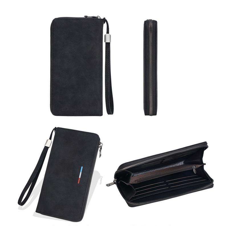 Baellerry C3097 Men Long Wallet Zippered Multi-Card Holder Large Capacity Phone Change Clutch(Gray