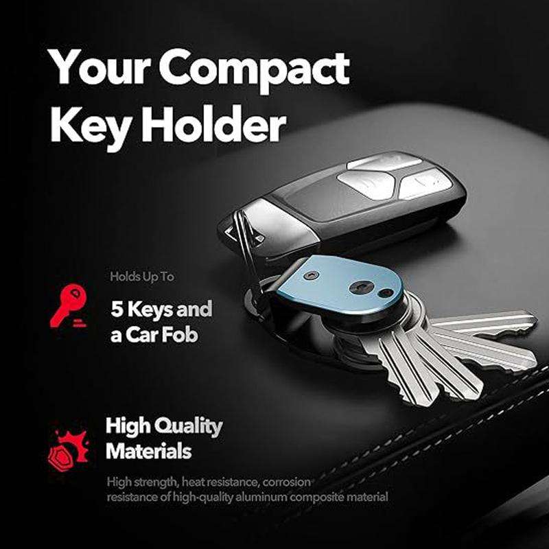 Aluminum Key Organizer Mini Key Holder for 2-6 Keys Compact Design Saves Pocket Space(Black)