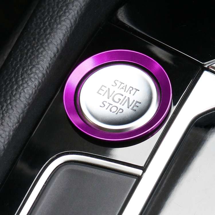Car Engine Start Key Push Button Ring Trim Aluminum Alloy Sticker Decoration for Volkswagen(Purple