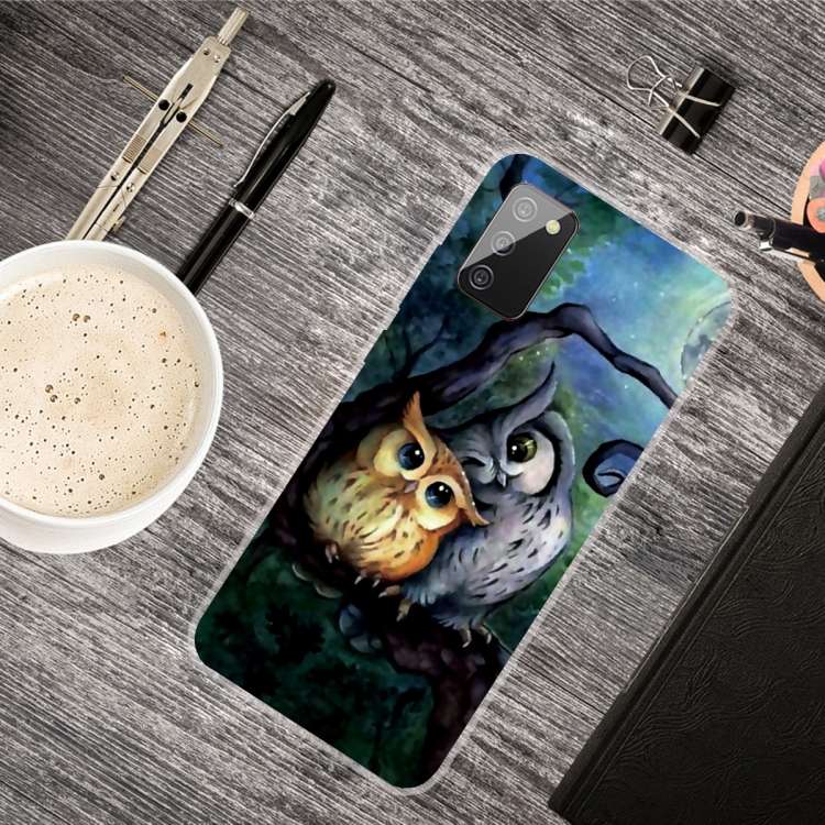 For Samsung Galaxy A02s Shockproof Painted Transparent TPU Protective Case(Owl)...