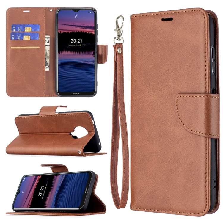 For Nokia G20 / G10 Retro Lambskin Texture Pure Color Horizontal Flip PU Leather Case with Holder