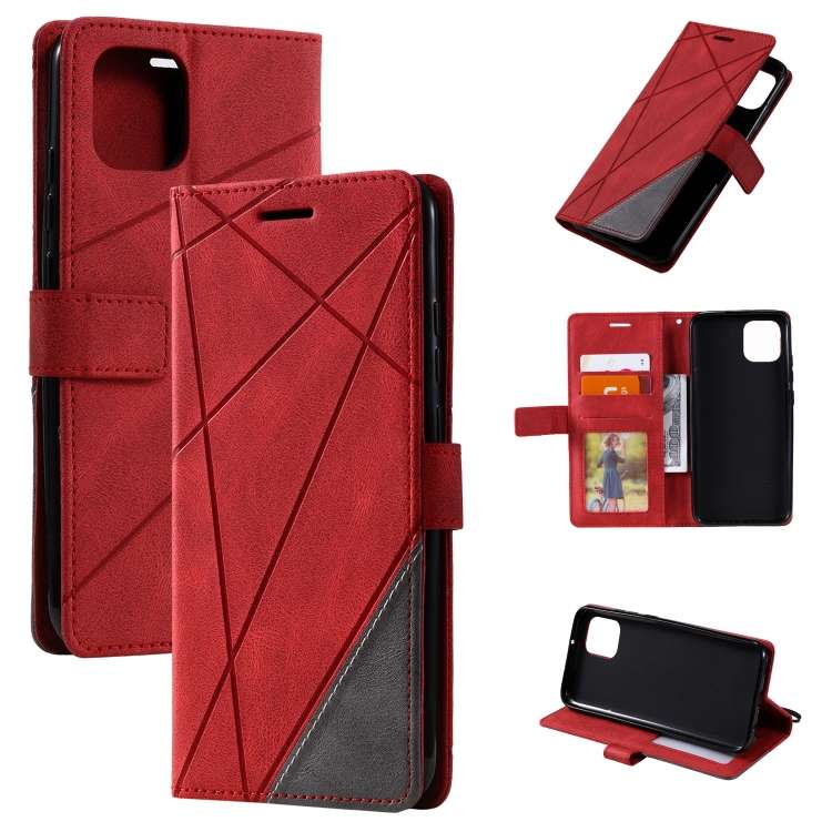 For Samsung Galaxy A03 164mm Skin Feel Splicing Leather Phone Case(Red)
