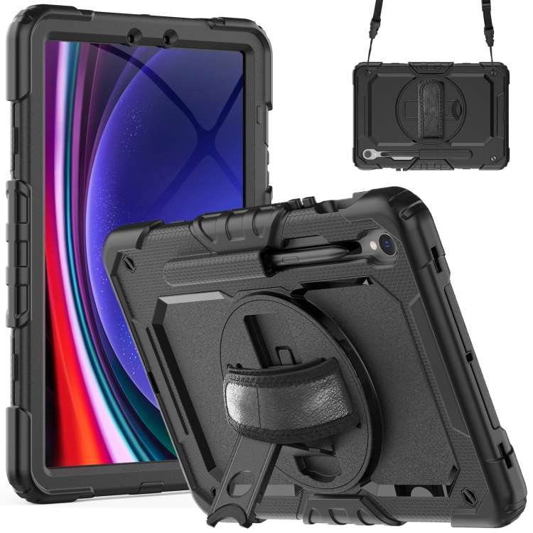 For Samsung Galaxy Tab S9 / S9 FE / S10 FE Lucky Wheel Grip Silicone Hybrid PC Tablet Case with Sh