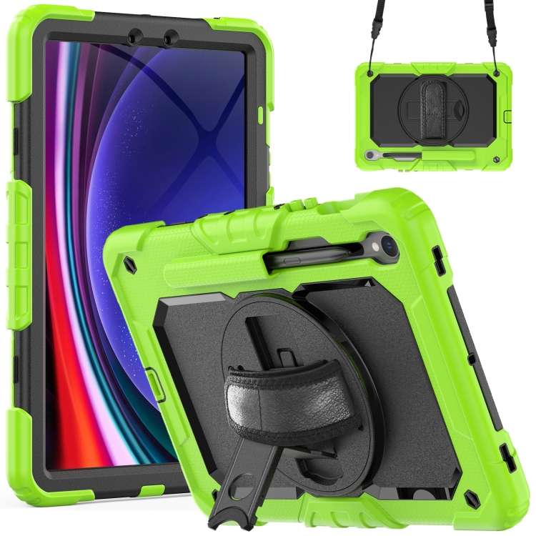 For Samsung Galaxy Tab S9 / S9 FE / S10 FE Lucky Wheel Grip Silicone Hybrid PC Tablet Case with Sh