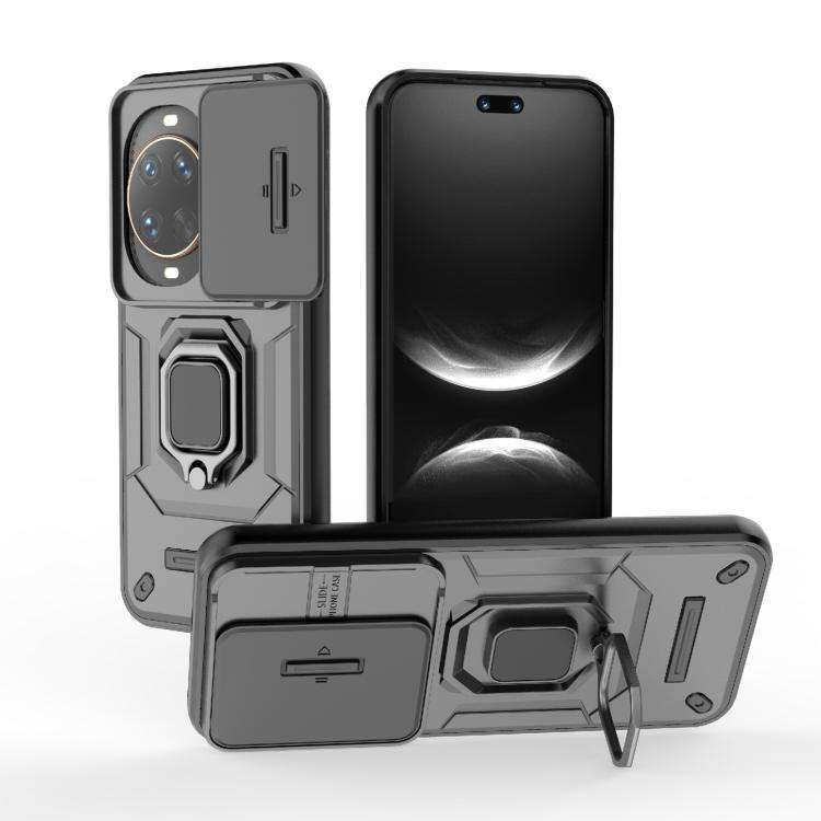 For Huawei nova 14 Ultra 5G Sliding Camshield TPU + PC Shockproof Phone Case with Holder(Black)