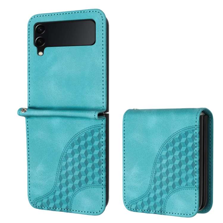 For Samsung Galaxy Z Flip4 5G YX0060 Elephant Head Embossed Phone Leather Case with Lanyard(Light