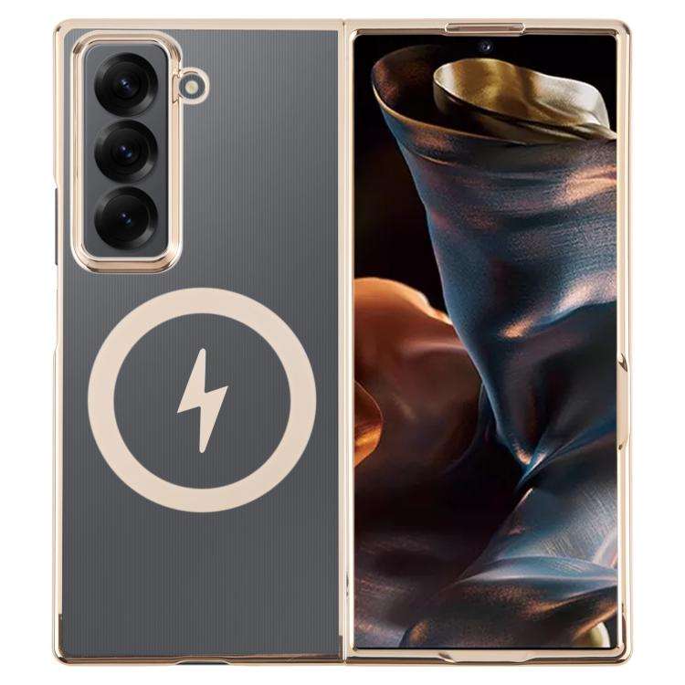 For Samsung Galaxy Z Fold Special / W25 6D Glossy Electroplated PC MagSafe Phone Case(Desert Gold)