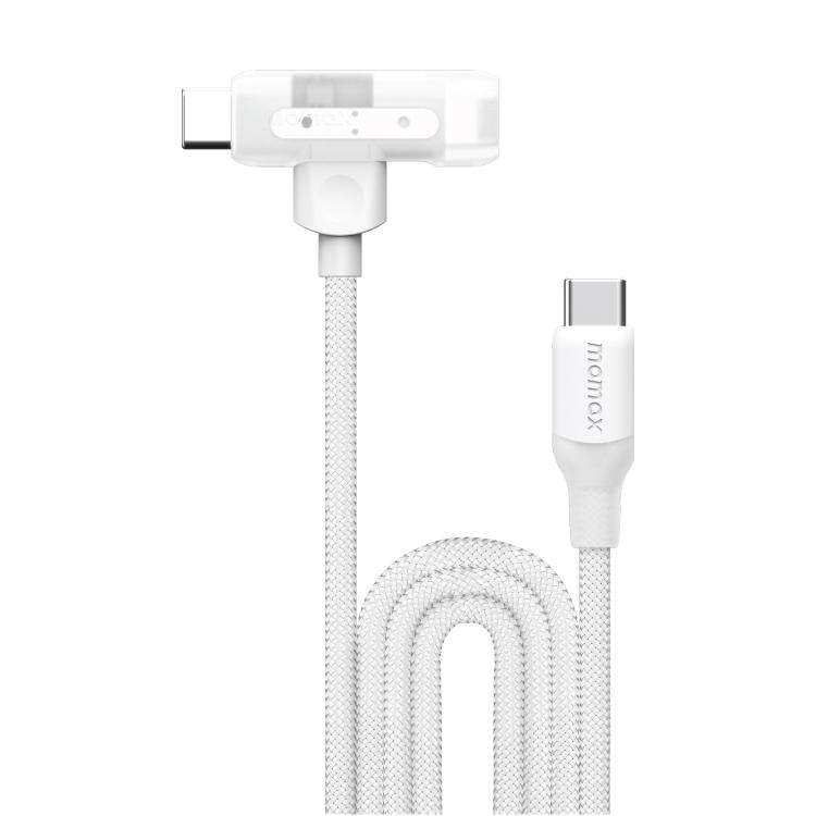 MOMAX DL56 1-Link Flow 60W Type-C to Type-C and 8 Pin Fast Charging Cable, Length:1.5m(White)