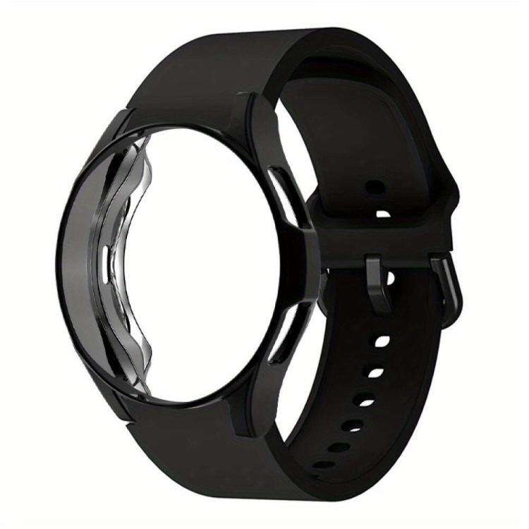 For Samsung Galaxy Watch 7 44mm Silicone Watch Band with TPU Case(Black)
