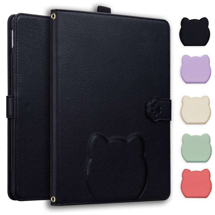 For Amazon Kindle Scribe 10.2 2022 / 2024 Cat Skin-feel Litchi Leather Tablet Case(Black)