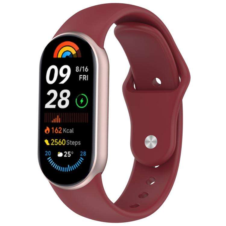 For Xiaomi Smart Band 10 / 9 / 8 xDfind Reverse Buckle Silicone Watch Band(Wine Red)