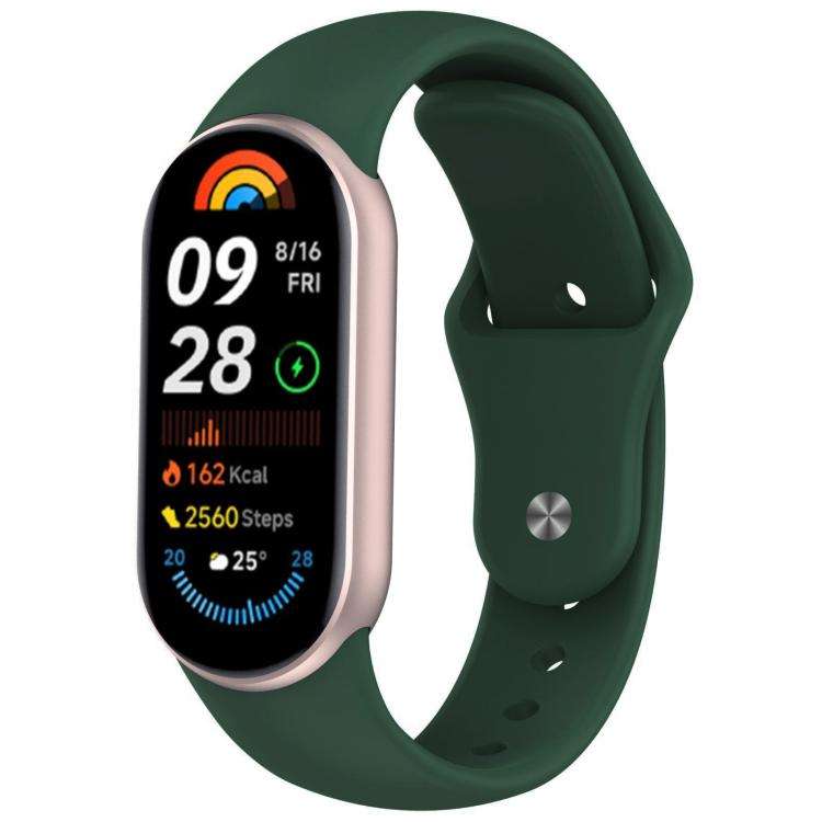 For Xiaomi Smart Band 10 / 9 / 8 xDfind Reverse Buckle Silicone Watch Band(Pine Green)