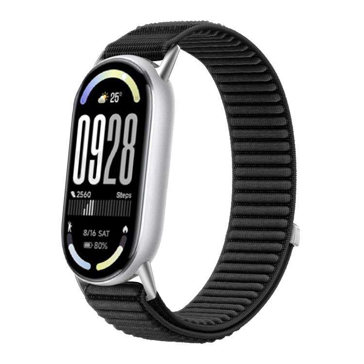 For Xiaomi Smart Band 10 / 9 / 8 xDfind Woven Nylon Hook And Loop Fastener Watch Band(Black)