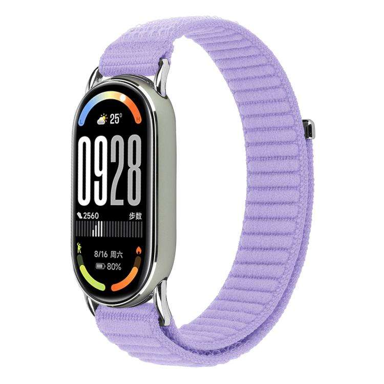 For Xiaomi Smart Band 10 / 9 / 8 xDfind Woven Nylon Hook And Loop Fastener Watch Band(Lilac)