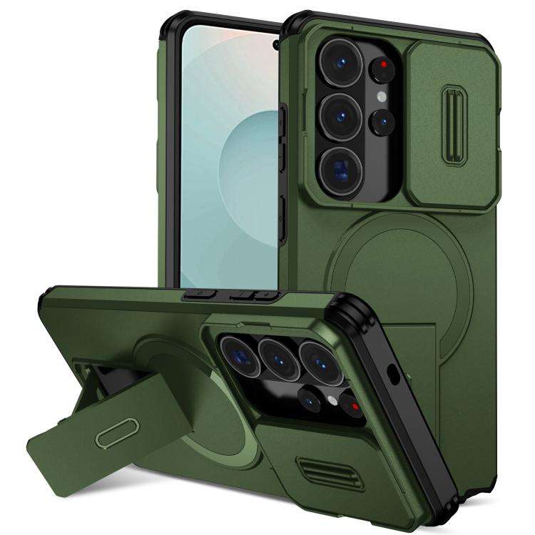 For Samsung Galaxy S26 Ultra 5G Sliding Camshield MagSafe Holder Phone Case(Green)