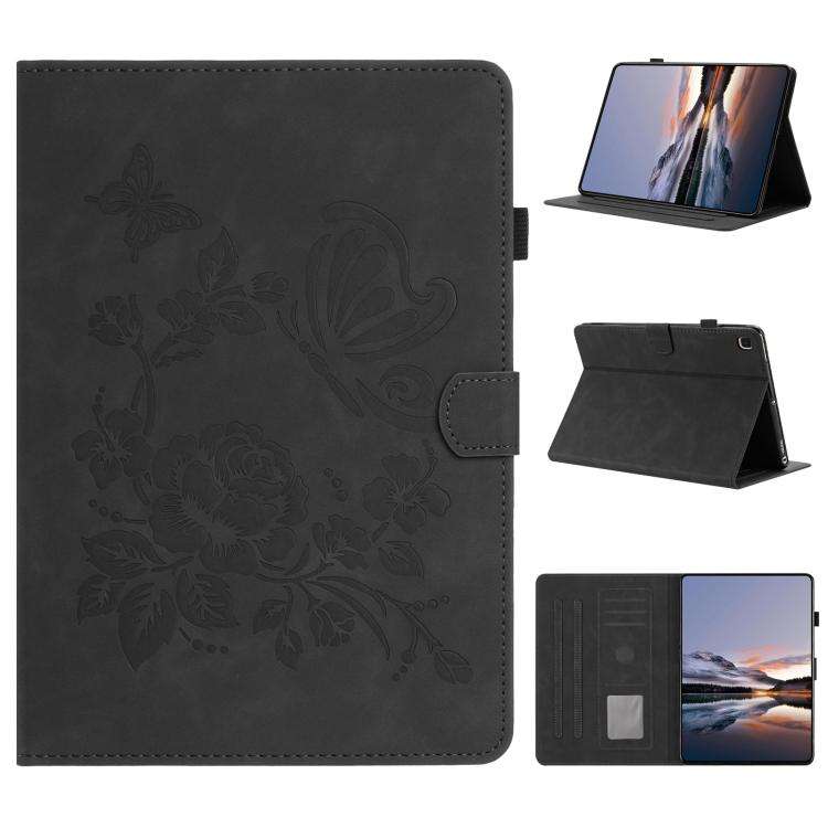 For Samsung Galaxy Tab S5e 10.5 T720 Butterfly Loves Flowers Embossed Leather Smart Tablet Case(Bl
