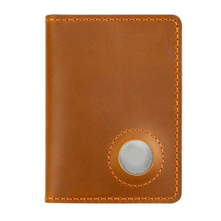 Vintage Genuine Leather Passport Holder Card Bag with Tracker Slot(Brown)