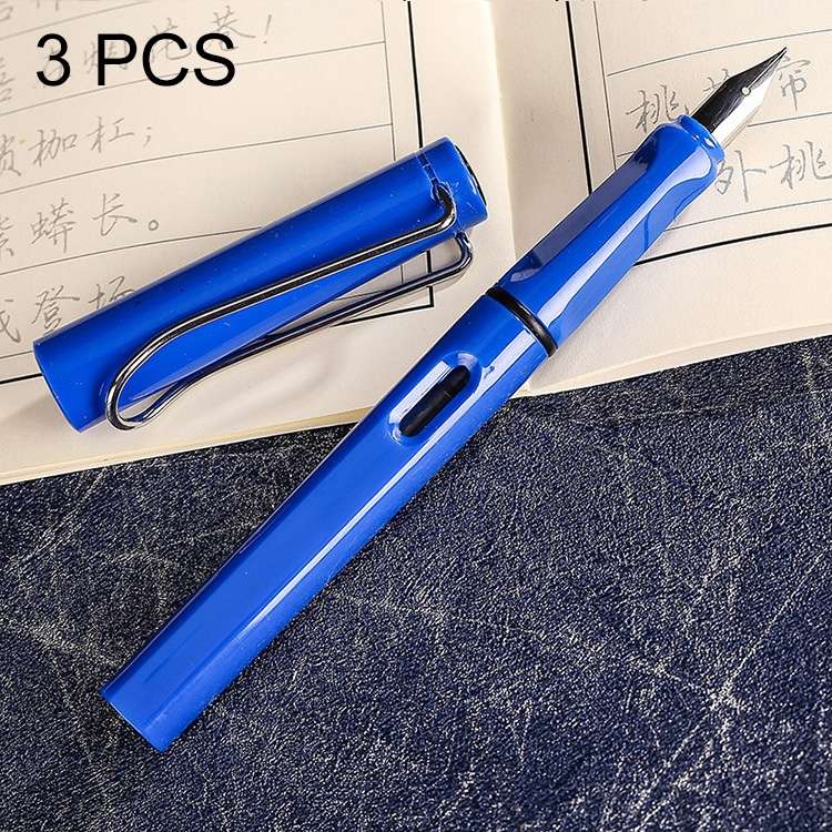 3 PCS School Office Extra Fine Titanium Alloy Nib Transparent Piston Fountain Pen(Black), Random D