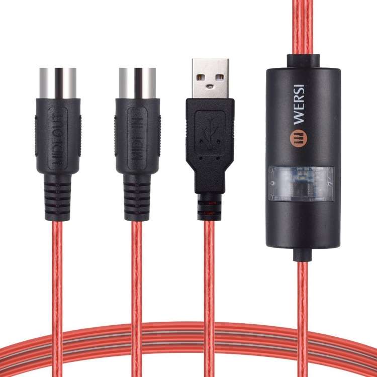 WERSI UM-18 USB MIDI Cable MidiPort Midi Cable Electric Piano Electronic Drum Music Editing Line,