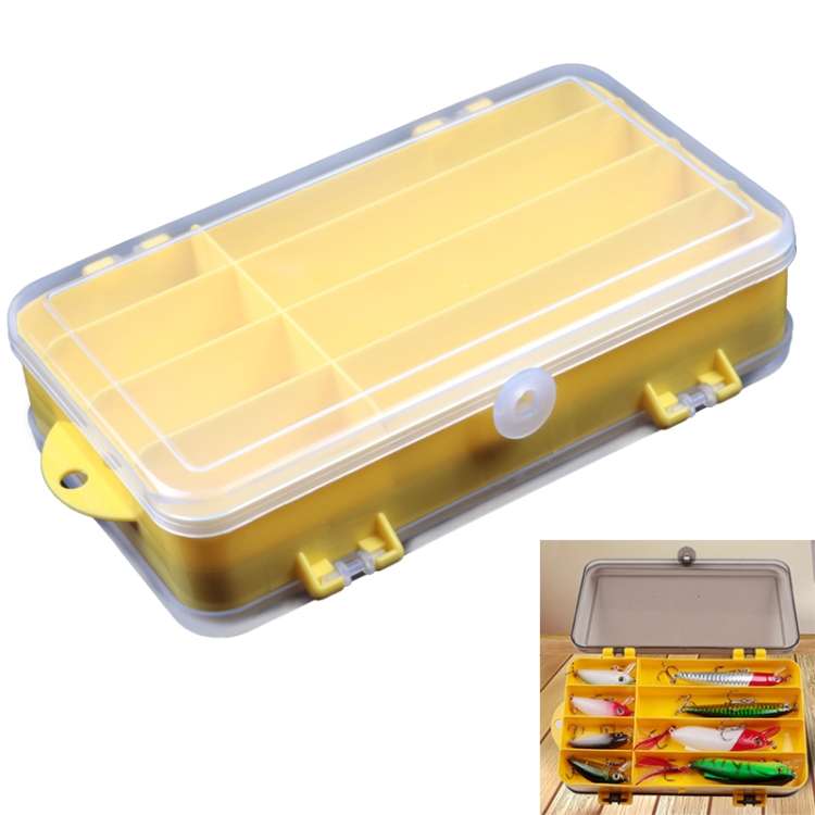 Portable Outdoor Lure Box Transparent Plastic Double-sided Storage Box, Size: 18 x 10 x 5cm(Yellow