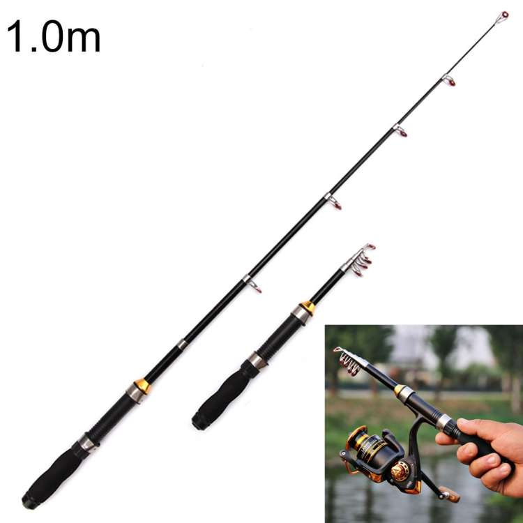 30cm Portable Telescopic Sea Fishing Rod Mini Fishing Pole, Extended Length : 1.0m, Black Tube-ty...