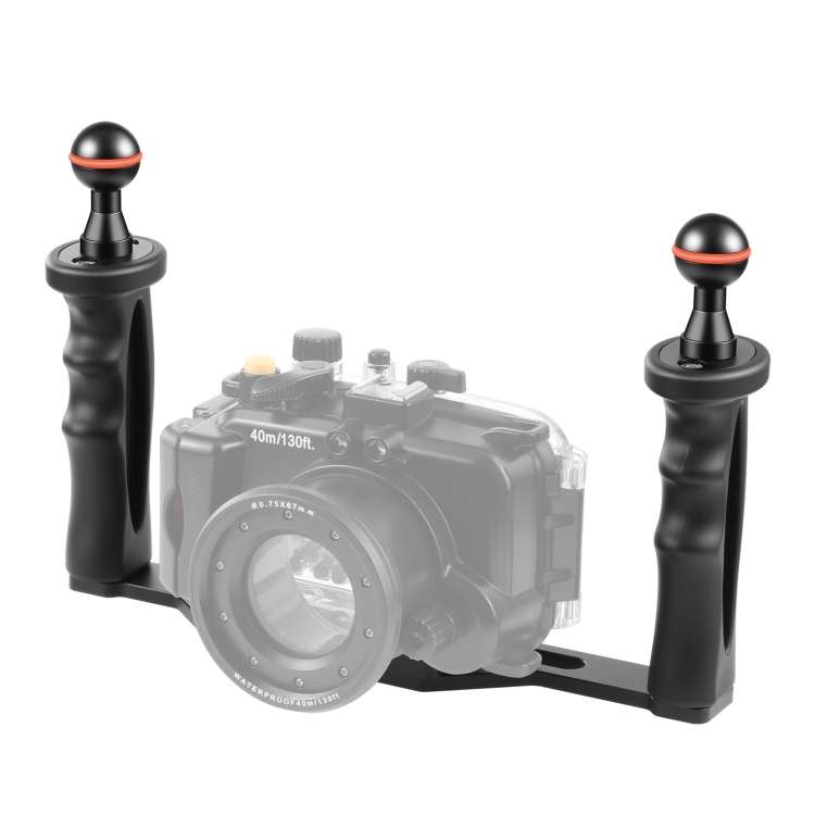 PULUZ Dual Handles Aluminium Alloy Tray Stabilizer for Underwater Camera Housings(Black)