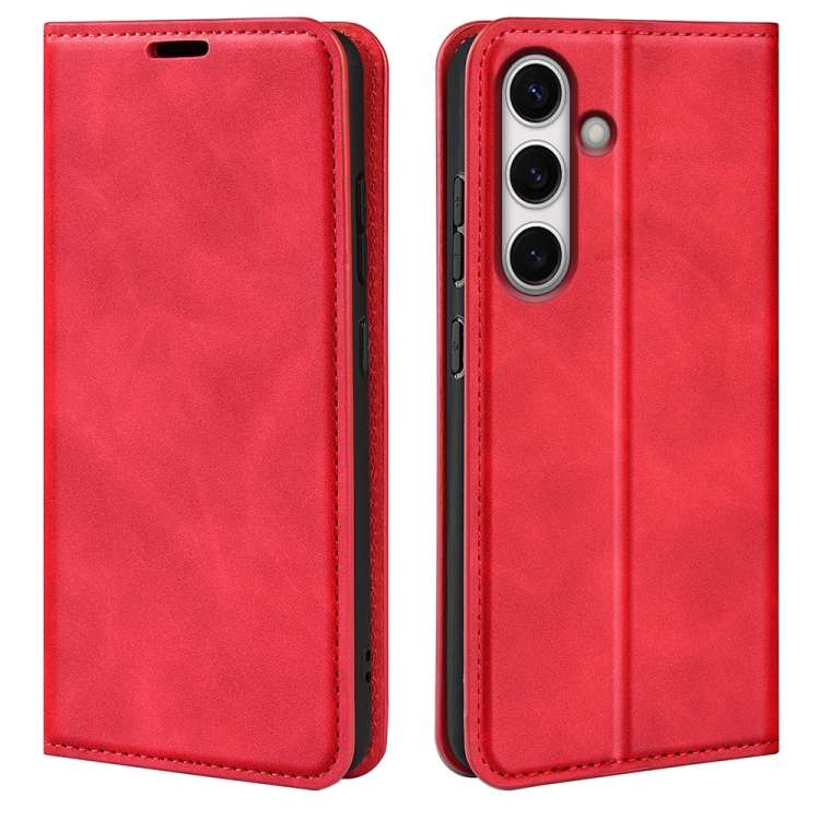 For Samsung Galaxy S24 FE 5G Retro-skin Magnetic Suction Leather Phone Case(Red)