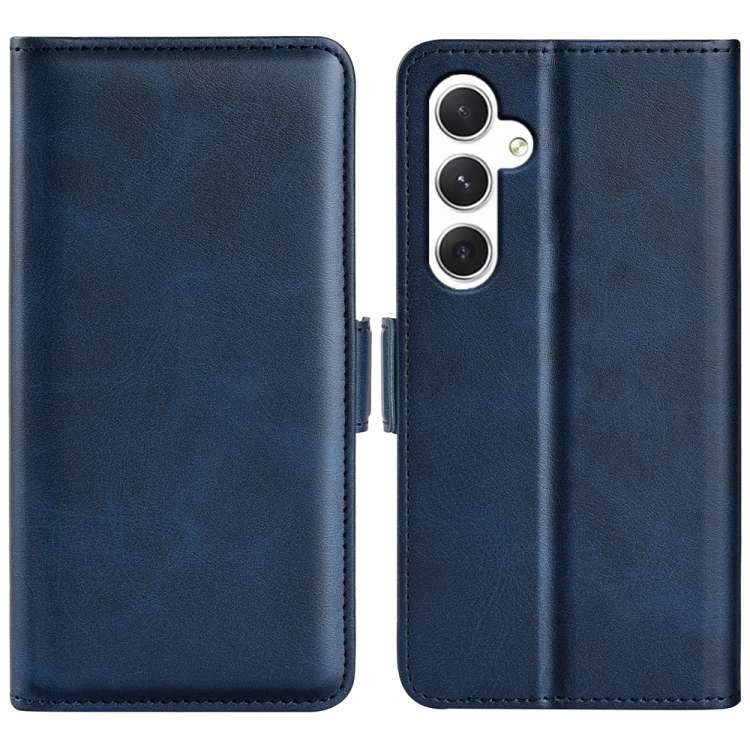 For Samsung Galaxy S24 5G Dual-side Magnetic Buckle Horizontal Flip Leather Phone Case(Dark Blue)