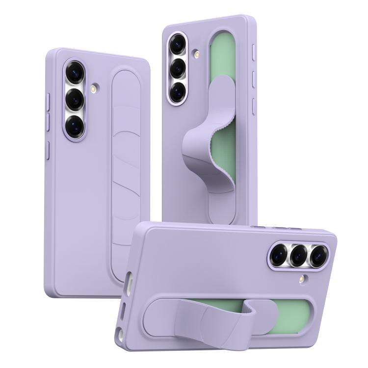 For Samsung Galaxy S25 5G Intelligent Control Button Wristband Phone Case(Lola Purple)