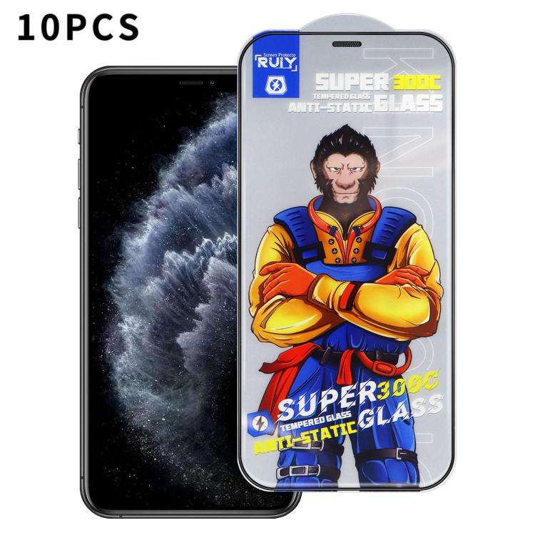 For iPhone 11 Pro Max 10pcs Armor 300C Ultra-Curved Anti-Static Anti-Dust Silk-Screened HD Tempere