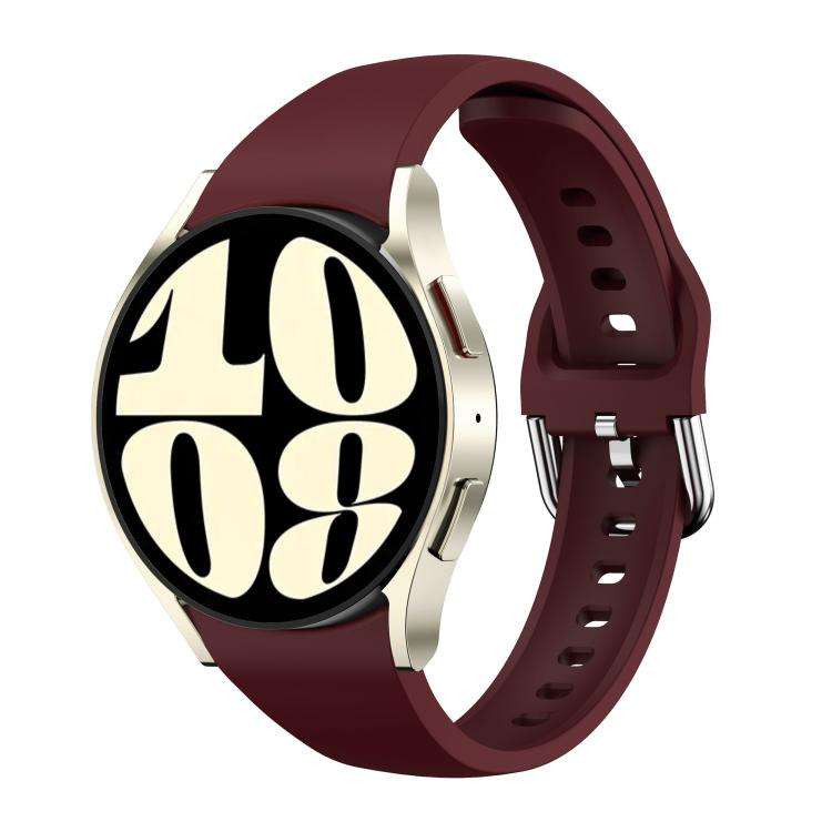 For Samsung Galaxy Watch FE / 7 / 6 / 5 / 4 Slim Silicone Watch Band(Wine Red)