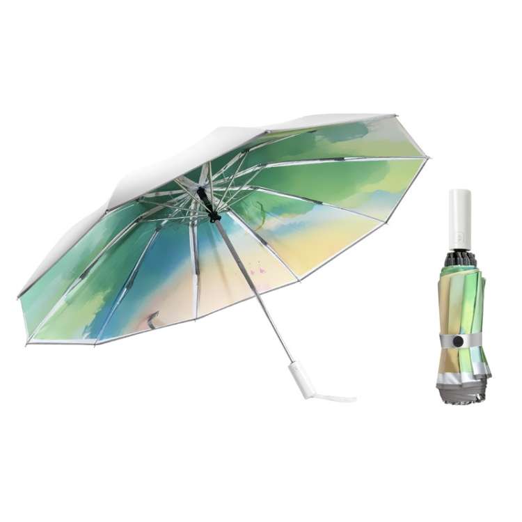 3021 Automatic Rain And Sun Dual-Purpose Umbrella Sun-Proof And Anti-Rebound Folding Umbrella(Illu