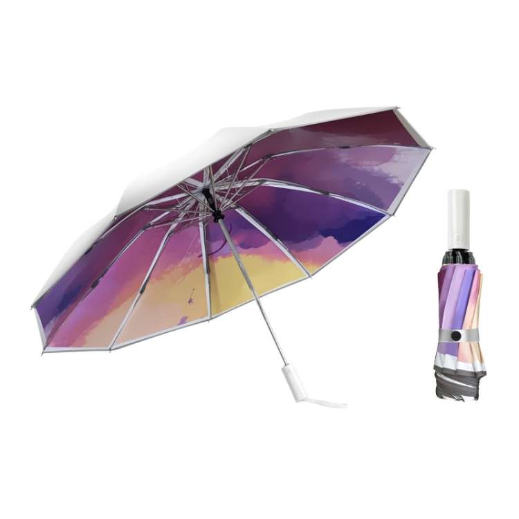 3021 Automatic Rain And Sun Dual-Purpose Umbrella Sun-Proof And Anti-Rebound Folding Umbrella(Illu