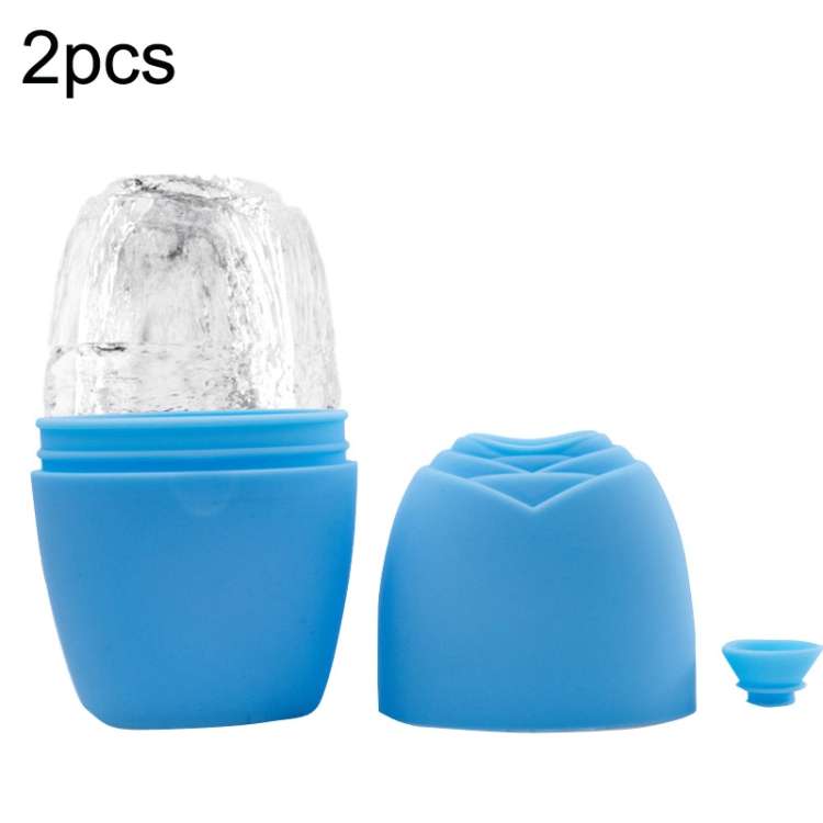 2pcs L-03-01 Face Ice Apparatus Massage Ice Roller Beauty Makeup Silicone Face Ice Tray(Blue With
