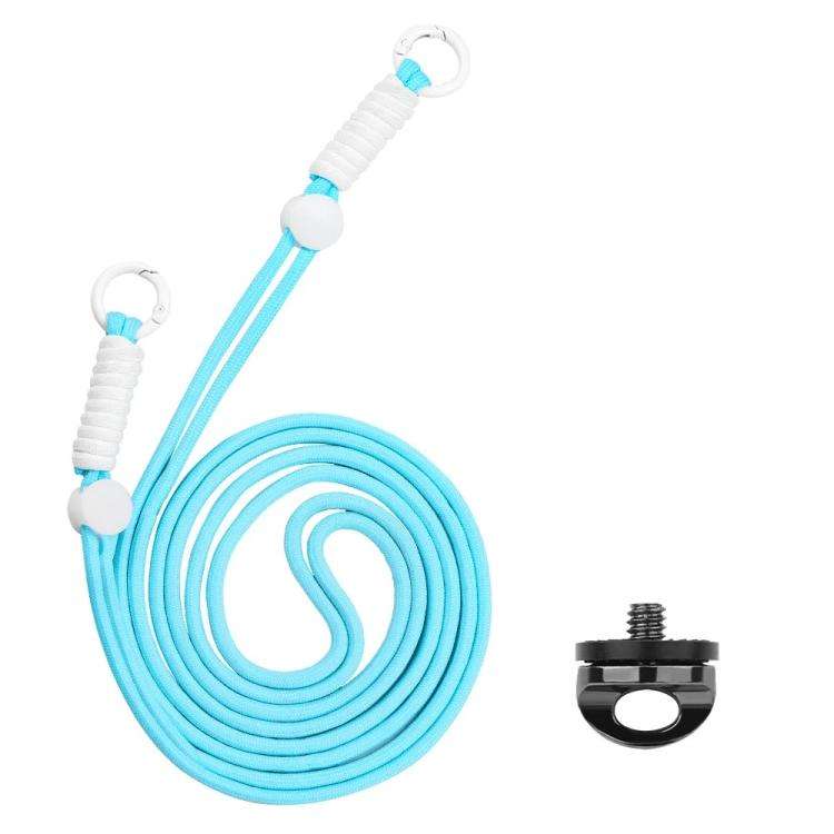BRDRC Camera Strap Crossbody Lanyard With 1/4 inch Screw Anti-loss Rope Accessory(Light Blue White