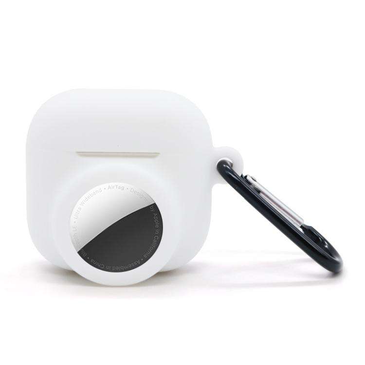 For AirPods 4 / AirTag 2 In 1 Silicone Earphone Protective Case Full Cover Anti-scratch Case(White