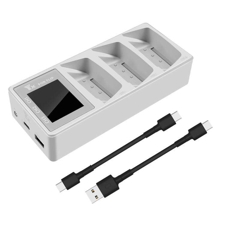 For DJI Flip Drone YX 3-Channel Battery Charger with Color LCD Screen Smart Charging Hub