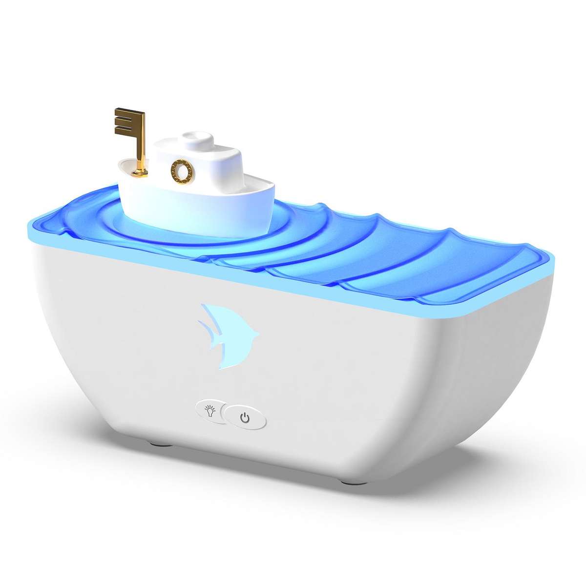 Ultrasonic Humidifier Creative Little Boat Aromatherapy Diffuser(White)